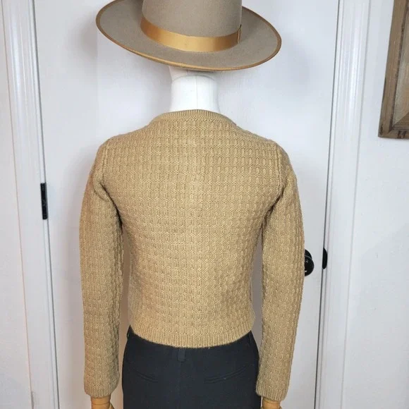 Mango Cottagecore Button-Up Knit Cardigan Size XS Preppy Chic Brown Wool Blend - Picture 7 of 7